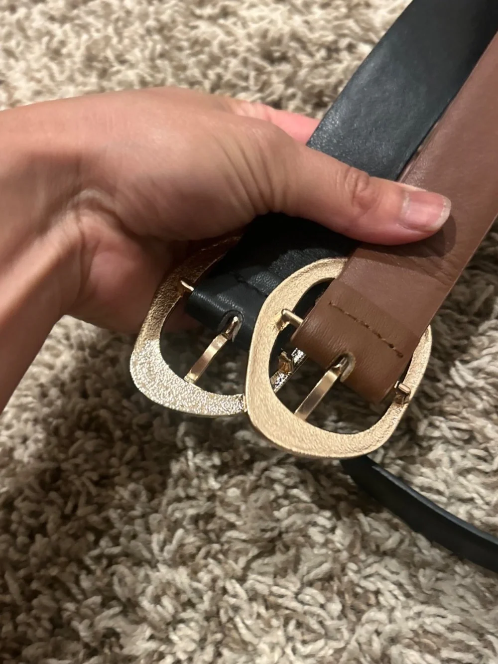 Women’s Belt Bundle Black & Brown Gold Buckle Size Small